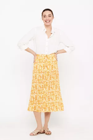 Cortefiel Mujer Estampadas - Falda midi estampada con botones centrales