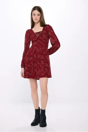 Springfield Vestido corto escote zigzag estampado