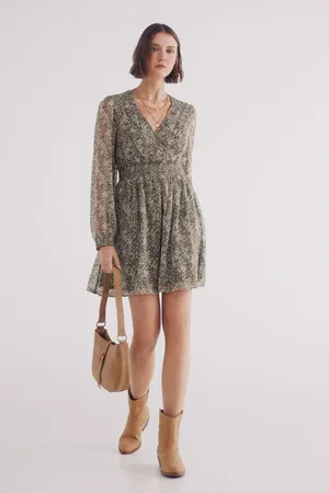 Springfield Vestido corto gasa estampado