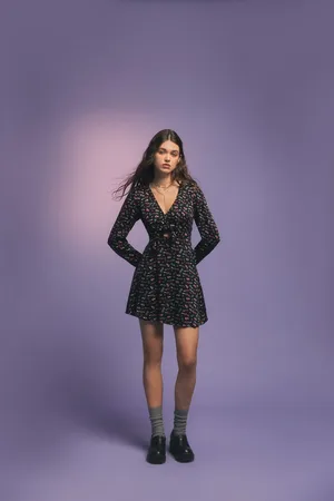 Springfield Vestido corto escote nudo estampado
