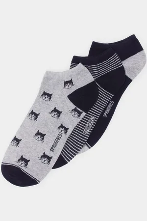 Springfield Pack 3 calcetines tobilleros gatos