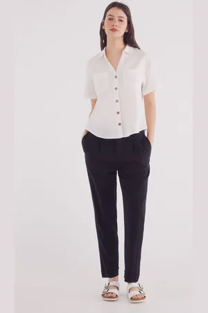 Springfield Pantalón pinzas cinturón lino
