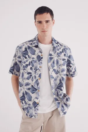 Springfield Camisa manga corta lino estampada