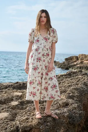 Springfield Vestido midi camisero lino