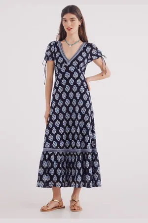 Springfield Vestido midi lazos mangas estampado