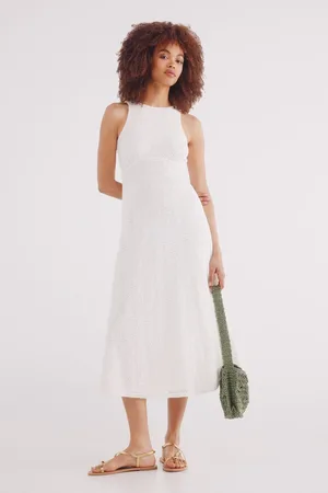 Springfield Vestido midi crochet blanco