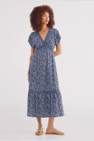 Springfield Vestido midi estampado cenefas y flores