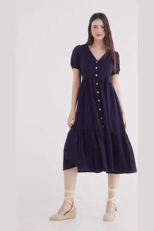 Springfield Vestido midi camisero lino
