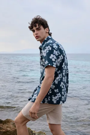 Springfield Camisa manga corta lino estampada