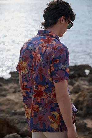 Springfield Camisa manga corta lino estampada