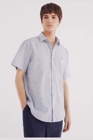 Springfield Camisa manga corta algodón slub microraya