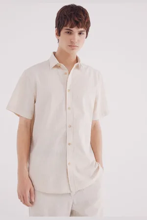 Springfield Camisa manga corta algodón slub microraya