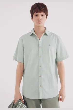 Springfield Camisa manga corta algodón slub microraya