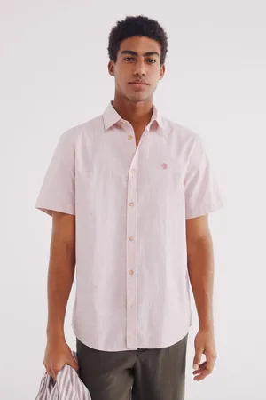 Springfield Camisa manga corta algodón slub microraya