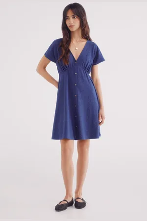 Springfield Vestido corto botones bordado suizo