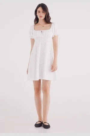 Springfield Vestido corto bordado suizo