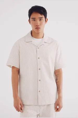 Springfield Camisa manga corta seersucker rayas