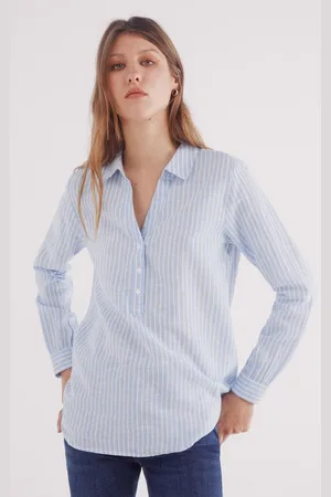 Springfield Blusa polera algodón lino