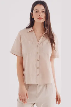 Springfield Camisa manga corta algodón lino