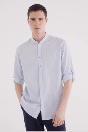 Springfield Camisa mao 3/4 seersucker rayas