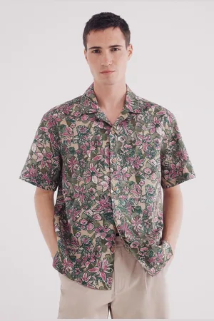 Springfield Camisa manga corta lino estampada