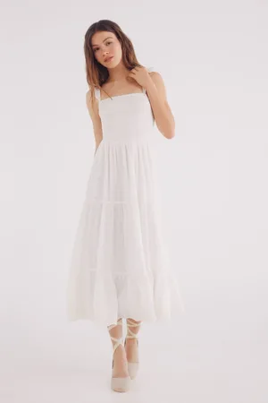 Springfield Vestido midi bordado suizo bajo