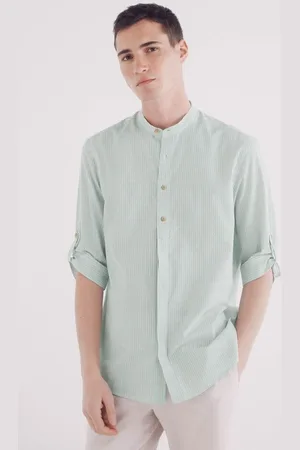 Springfield Camisa mao 3/4 seersucker rayas