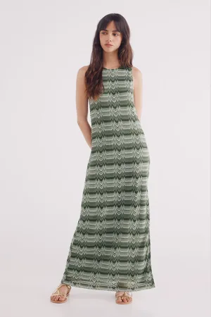 Springfield Vestido midi tubo estructura cenefas zig zag