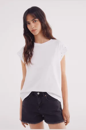 Springfield Camiseta mangas tachas cristal