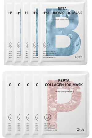 Ottie Beta Hyaluronic 100 Mask 5pcs + Pepta Collagen 100 Mask 5pcs Set