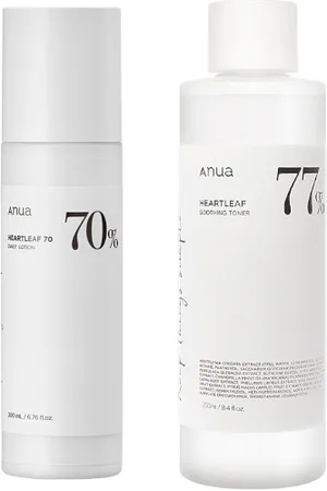 ANUA Heartleaf 70% Daily Lotion - 200ml (1ea) + Heartleaf 77% Soothing Toner - 500ml (1ea) Set