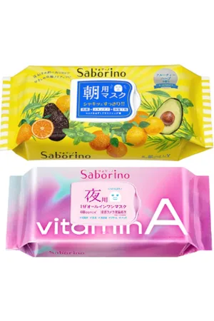 BCL Saborino Morning Mask - Fruity Herbal - 32pc (1ea) & - Saborino Good Night Mask - 30 pc - Vitamin A (1ea)