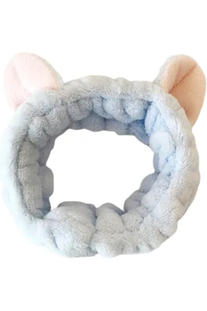 MsBlossom Face Wash Cat Ribbon Headband - 1pieza - Blue