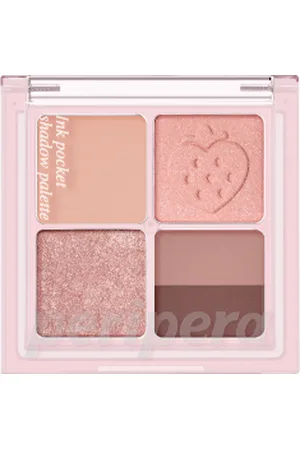 Peripera Ink Pocket Shadow Palette (Soft Berry Edition) - 1.6 g x 3, 1.3 g x 1 - 08 Strawberry In Mute