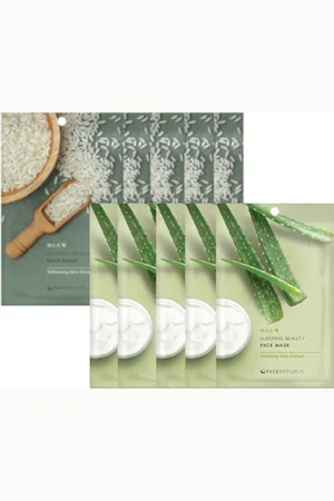 Face Republic Sleeping Beauty Face Mask - 23ml - Whitening Rice Formula (5ea) + Sleeping Beauty Face Mask - 23ml - Soothing...