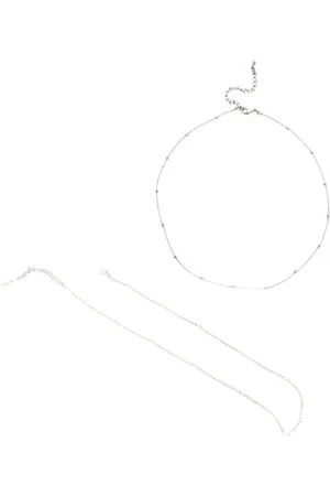 MsBlossom Plated Metal Bead Choker - 1pc - Silver/White (Color Chosen at Random)