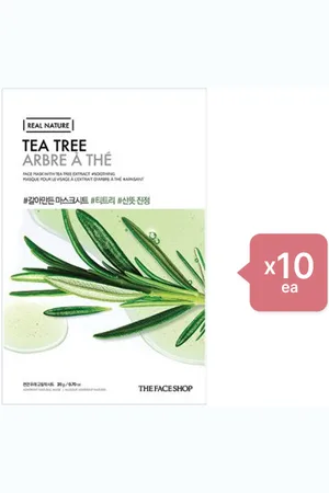 The Face Shop Real Nature Face Mask - Tea Tree - 1pc (10ea) Set