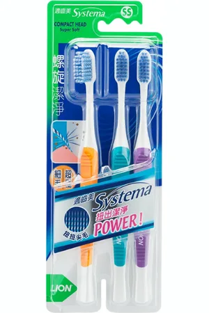 Lion Systema Super Soft Spiral Toothbrush - Random Colour - SS - 3piezas