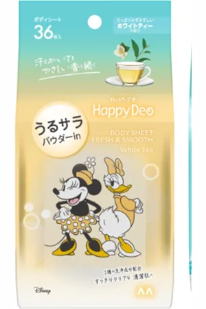 Mandom Happy Deo Body Sheet Fresh & Smooth - 36 hojas - White Tea
