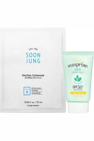 étude [OFERTA] - Sunprise Mild Watery Light Sunscreen SPF 50+ PA++++ - 50g (1ea) + Soon Jung Panthensoside Sheet Mask - 5pcs Set