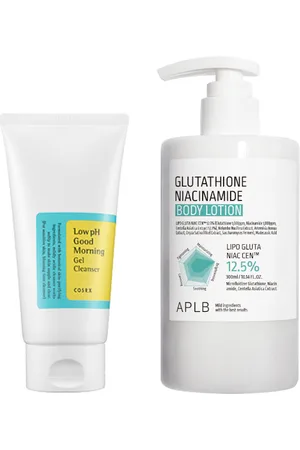 All-in-one Sets COSRX - Low pH Good Morning Gel Cleanser - 150ml + APLB - Glutathione Niacinamide Body Lotion - 300ml Set