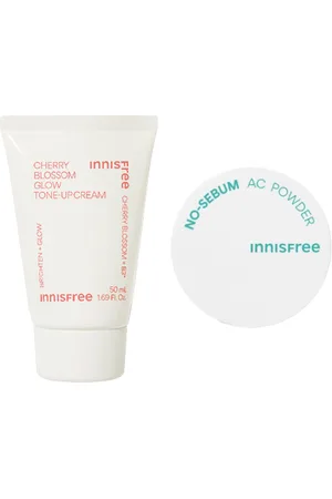 Innisfree Cherry Blossom Glow Tone-up Cream - 50ml X - No-Sebum AC Powder - 5g