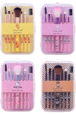 MINGXIER Cartoon Makeup Brush with box - 7pcs (Random Colour) - 1 set