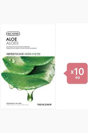 The Face Shop Real Nature Face Mask - Aloe - 1pc (10ea) Set