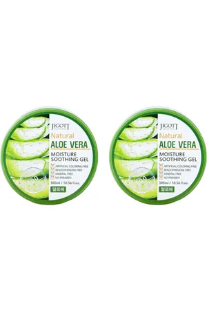 Jigott Natural Aloe Vera Moisture Soothing Gel - 300ml (2ea) Set