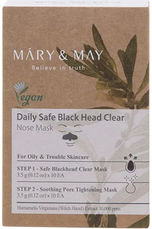 Mary&May Daily Safe Black Head Clear Nose Mask - Step1 (3.5g) X 10 c/u + Step2 (3.5g) X 10 EA
