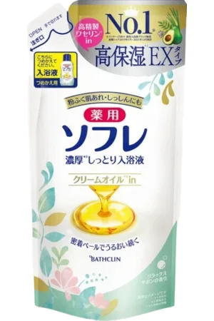 BATHCLIN Medicated Souffle Rich Moist Bath Liquid Refill - 400ml - Relaxing Sabon