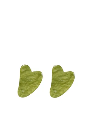MissLady Scraping Board Gua Sha Massage Tool (Heart-shaped) (2ea) Set - Grass Green