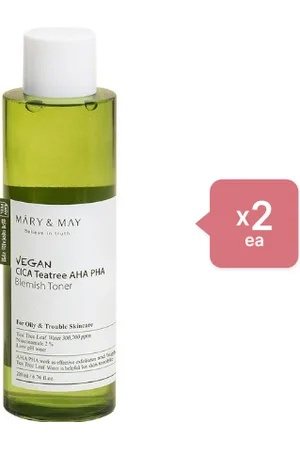 Mary&May Vegan CICA Teatree AHA PHA Blemish Toner - 200ml (2ea) Set