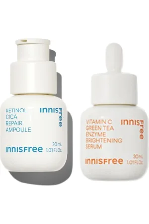 Innisfree Vitamin C Green Tea Enzyme Brightening Serum - 30ml (1ea) X Retinol Cica Repair Ampoule - 30ml (1ea)